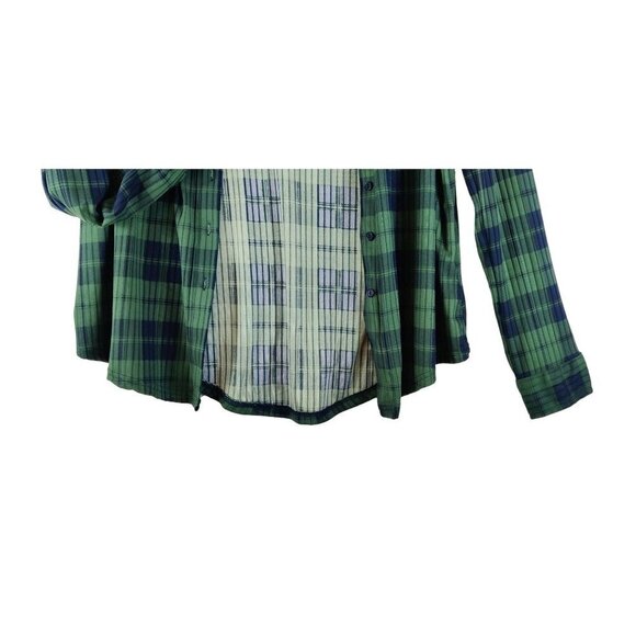 Faded Rose Women's Knit Plaid Button-up Shirt Green Navy Cottage Western - Picture 9 of 9